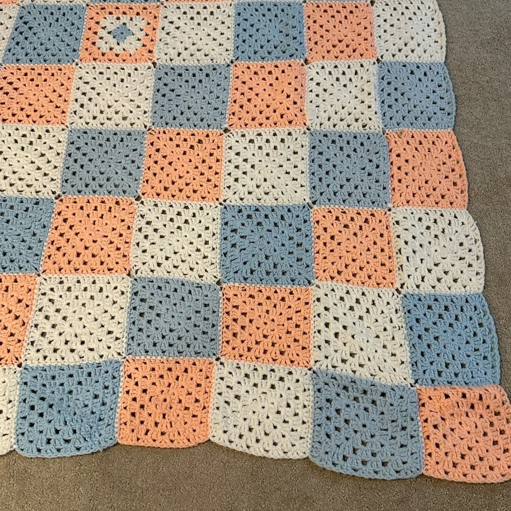 Handmade Crochet Granny Square Blanket 95x74
